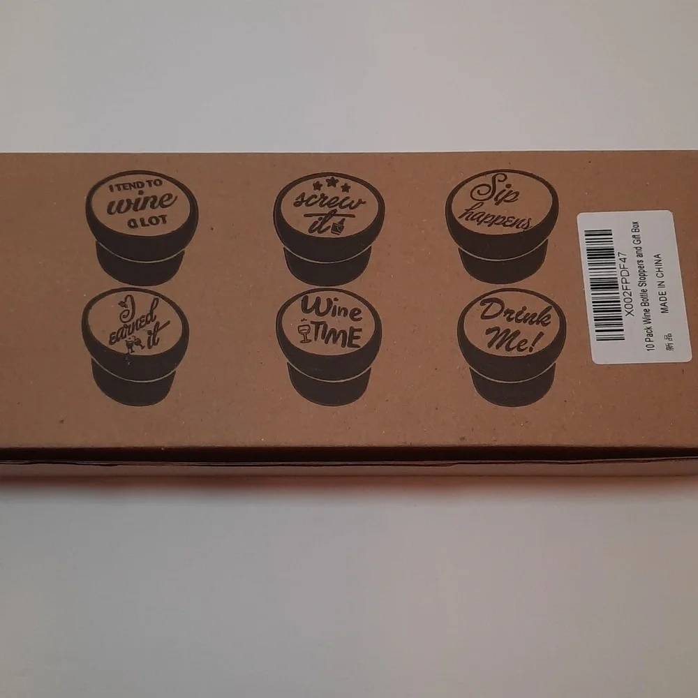 Silicone Wine Bottle Stoppers, 10 pack in box
